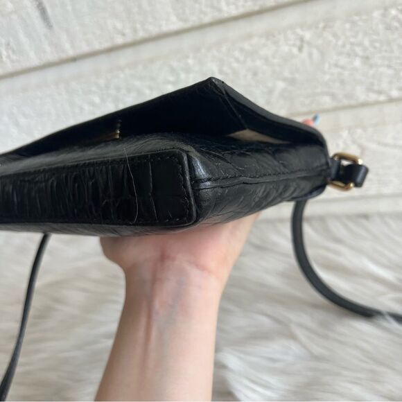 KATE SPADE Black Leather Croc Embossed Madison Knott Rosie Crossbody - Picture 7 of 11